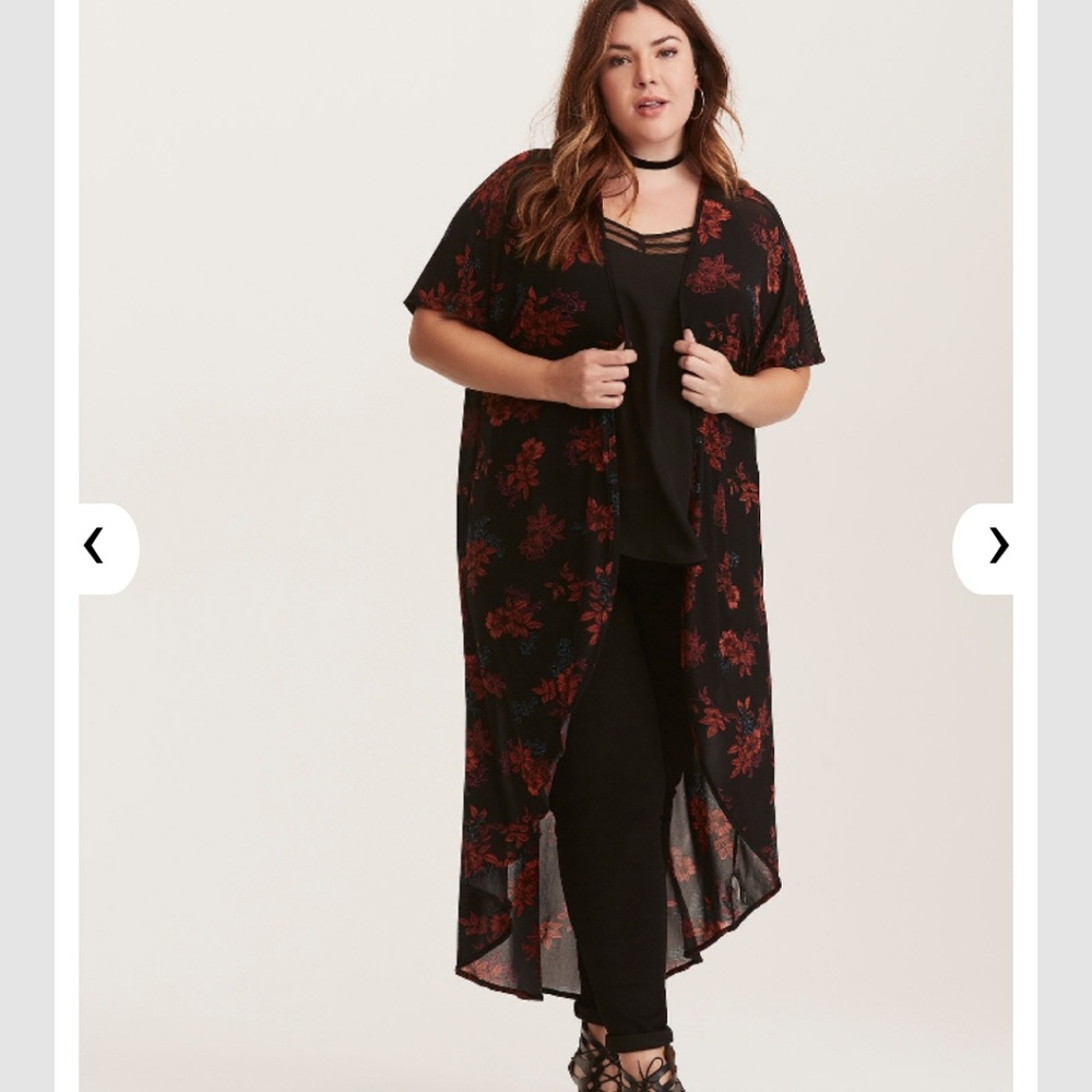 Floral Print Mesh Maxi Kimono